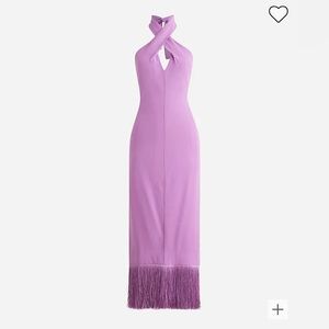 Collection halter-neck fringe-hem dress in crepe (radiant orchid) size 6 NWT